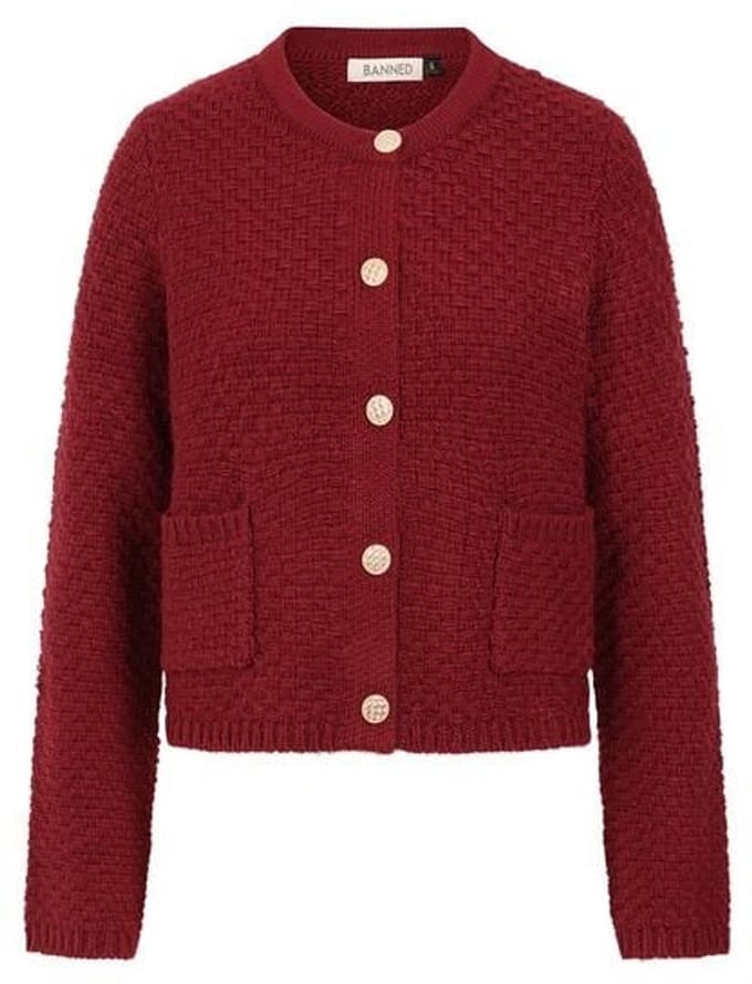 Banned Retro Victoria Wool Mix Vest Cardigan rood M