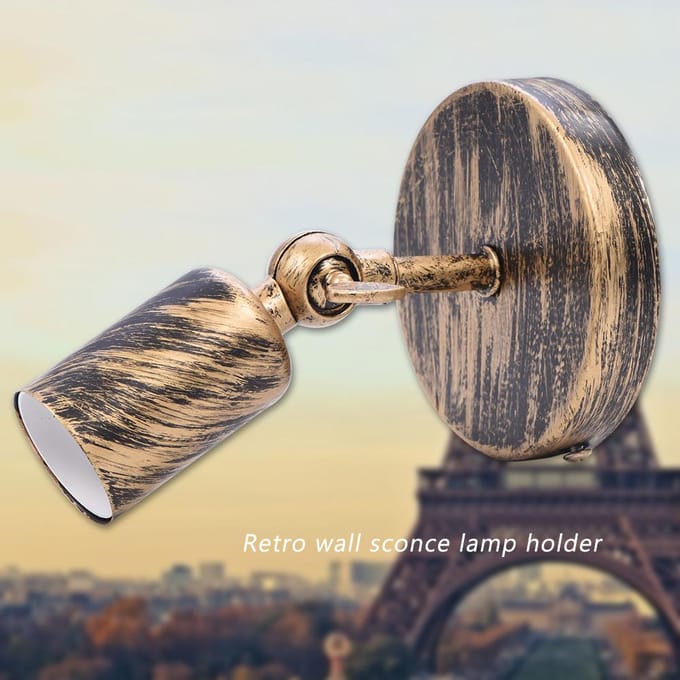 Wandlamp in retrostijl, bar, koffiebar, ganglamphouder met E27-fitting(Goud) beige