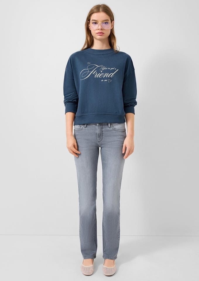 Authentieke Versleten Effect Straight Jeans Dames QS Catie