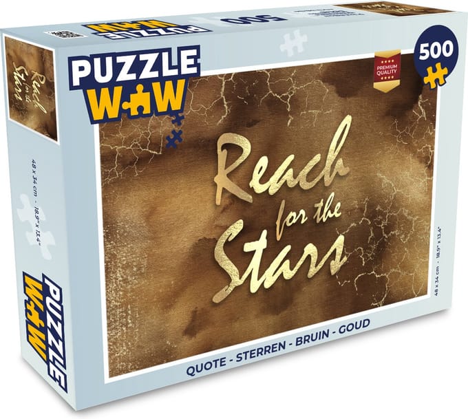 Puzzel Quote - Sterren - Bruin - Goud - Legpuzzel - Puzzel 500 stukjes