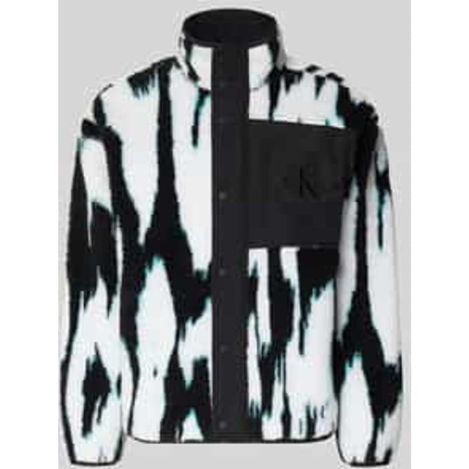 Regular fit fleecejack met logostitching, model 'Jacquard'
