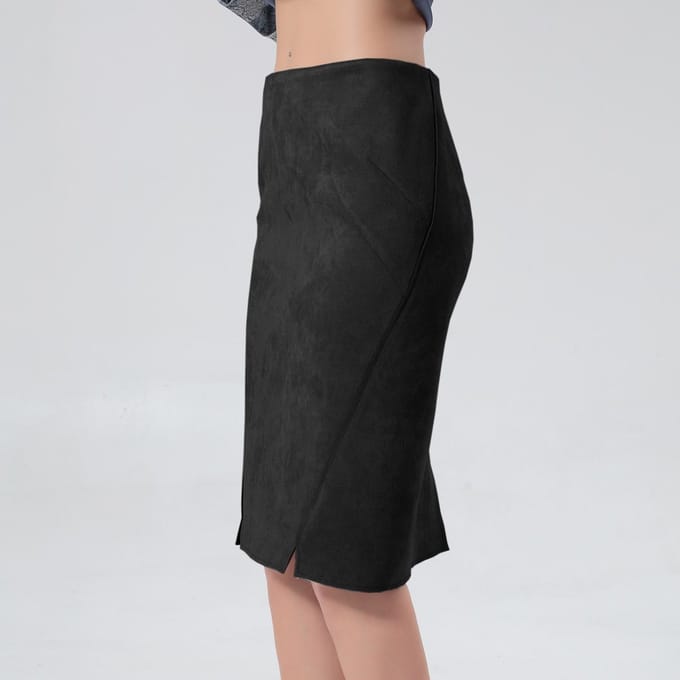 Suede rechte rok