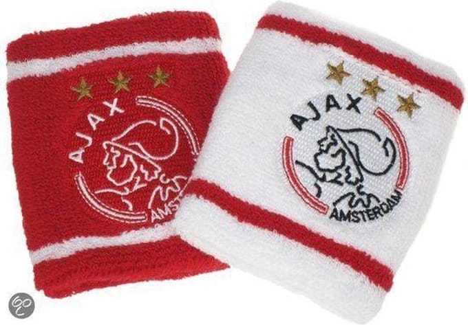 Ajax Polsbanden rood wit 2-pack met 3 sterren