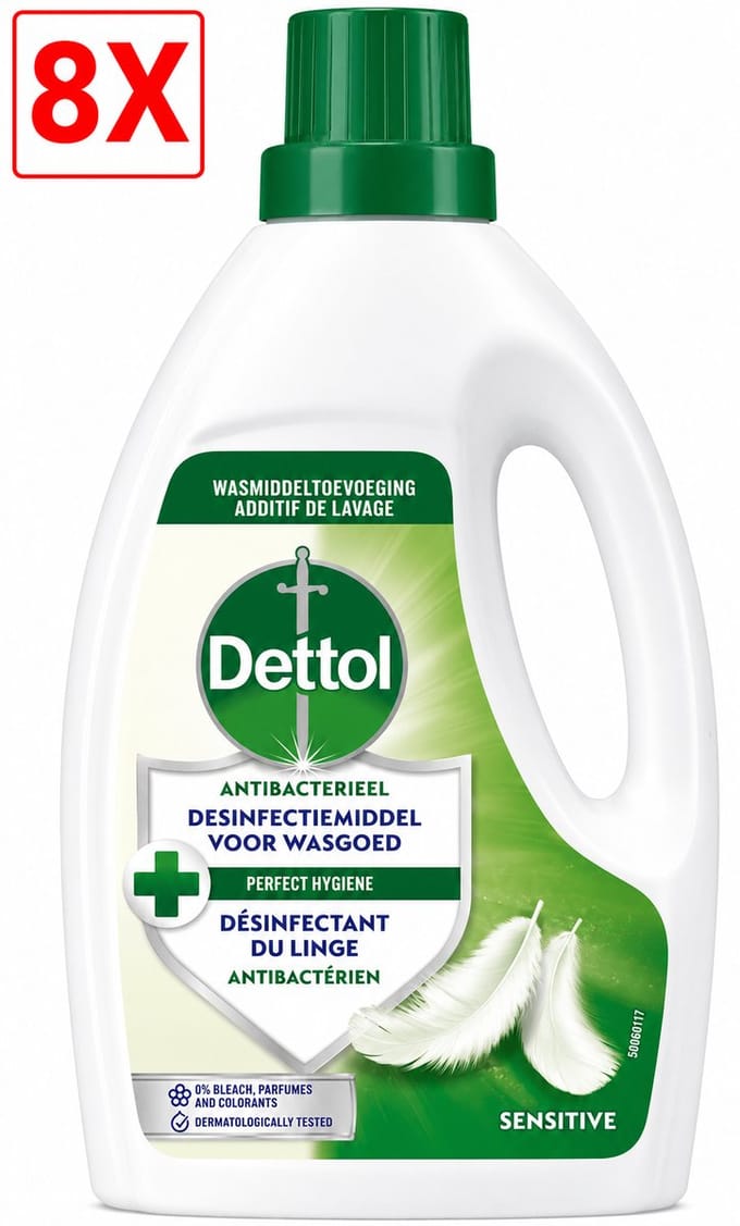 8 x Dettol - Toevoeging bij de was - Sensitive - 1,5L