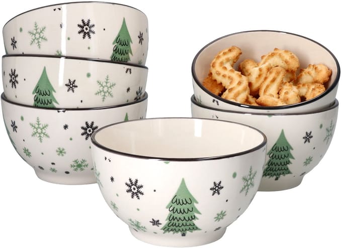 Set van 6 koektrommels kerstboom 14cm - 23105718