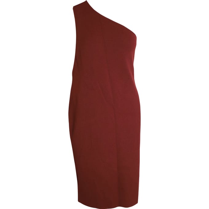 Bottega Veneta jurk met één schouder in roestbruine viscose.