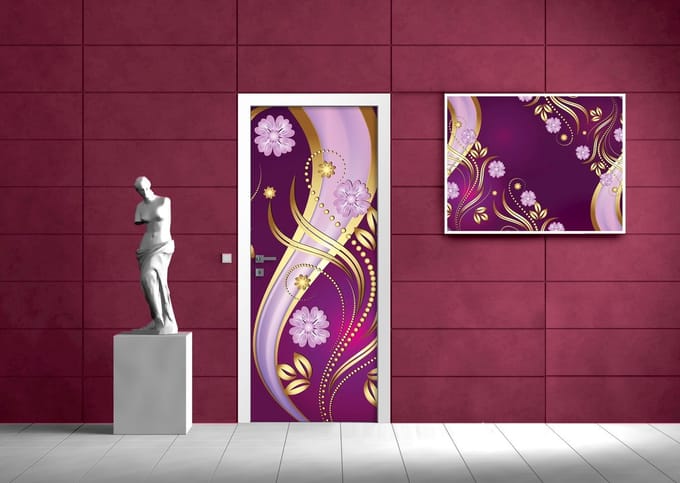 Magenta Flowers Abstrakt Photo Wallcovering