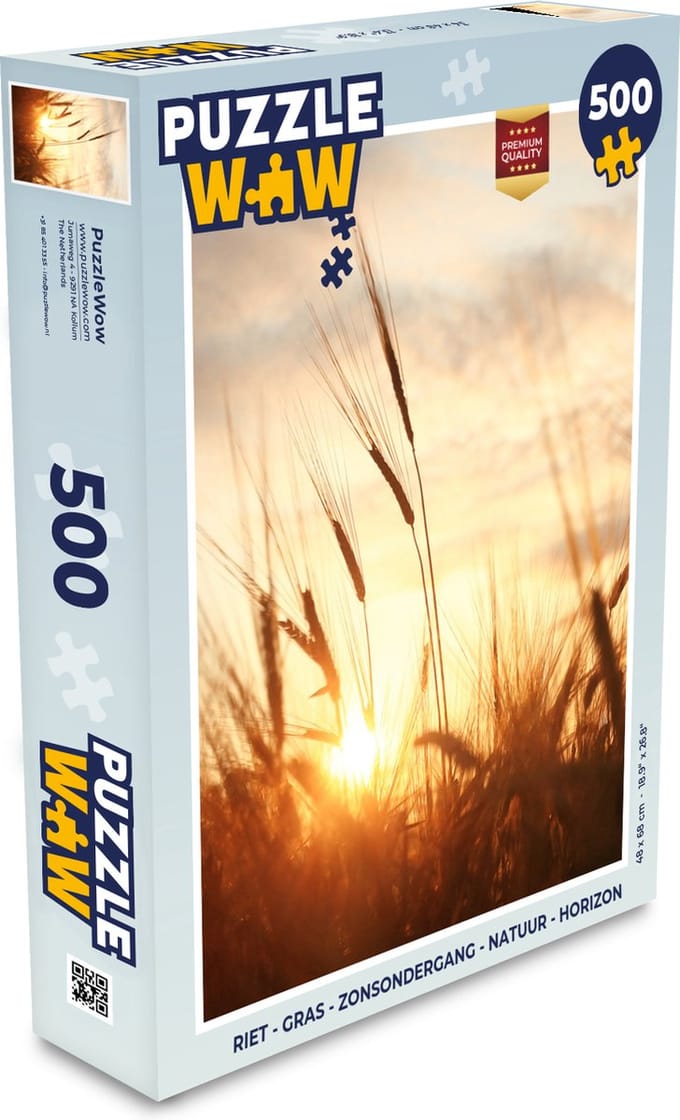Puzzel Riet - Gras - Zonsondergang - Natuur - Horizon - Legpuzzel - Puzzel 500 stukjes