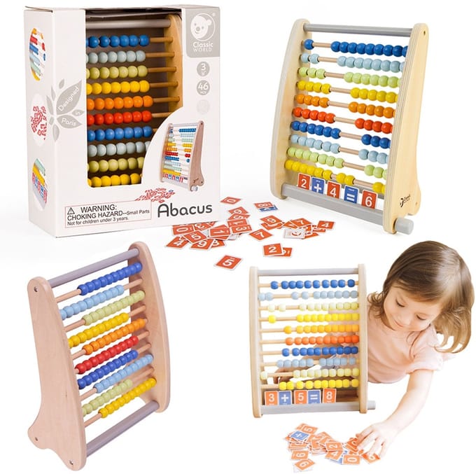 Classic World Wooden Abacus with Counting Cards