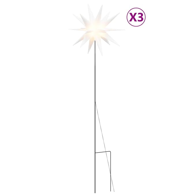 vidaXL Kerstlampen met grondpin en LED's 3 st 57 cm wit