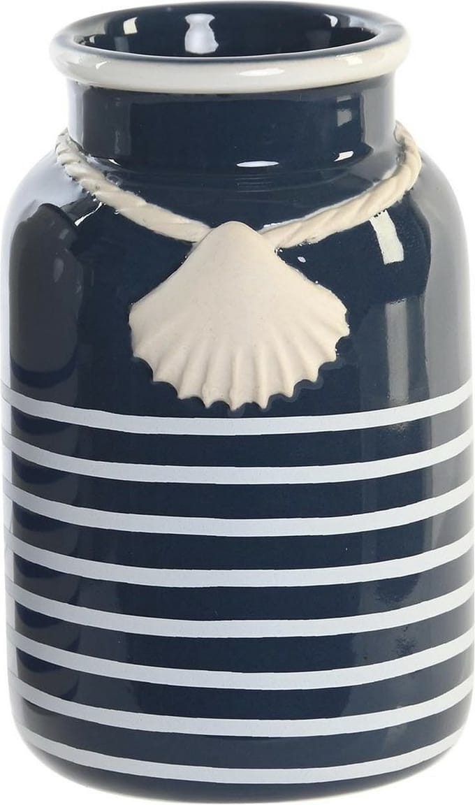Items - Badkamer tandenborstel beker - Kunststeen - blauw/wit - 11 cm