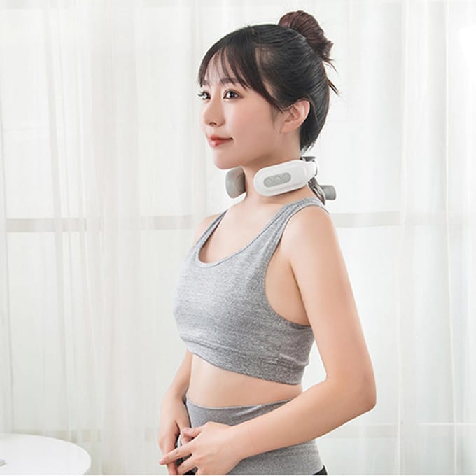 4-koppige cervicale wervelkolomstimulator Krachtaanpassing USB oplaadbare intelligente pulsverwarming nek wit
