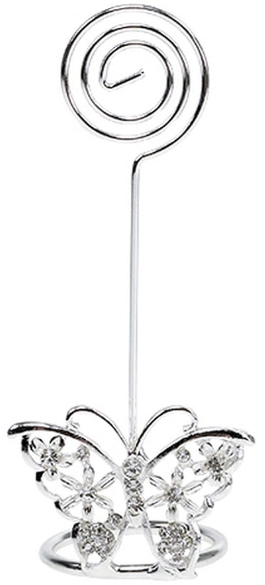 Plaats kaarthouder vlinder 3,5 cm zilver 6st