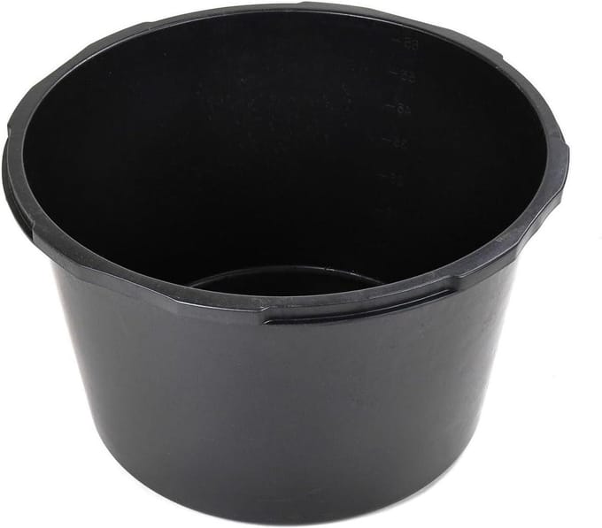 Mortelbak 65L - Grote emmer - Bouwklussen - Vier handvatten - 58 cm diameter - Zwart