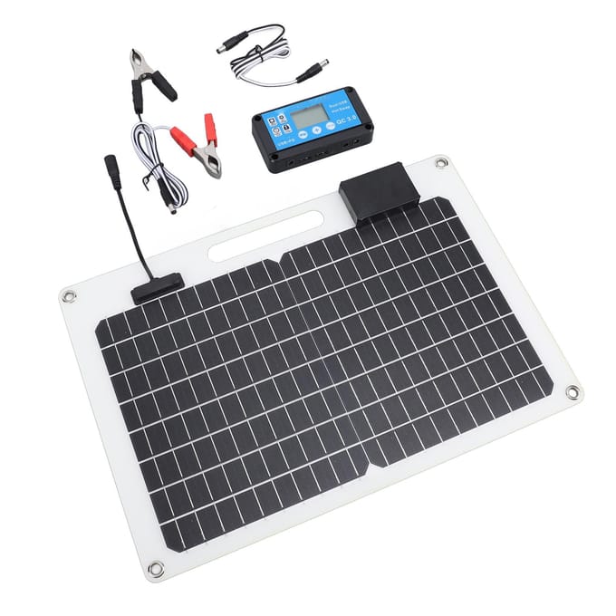 Zonnepaneel Batterijlader 100W Monokristallijn Silicium 12V 24V Dubbele USB 100A Controller met black