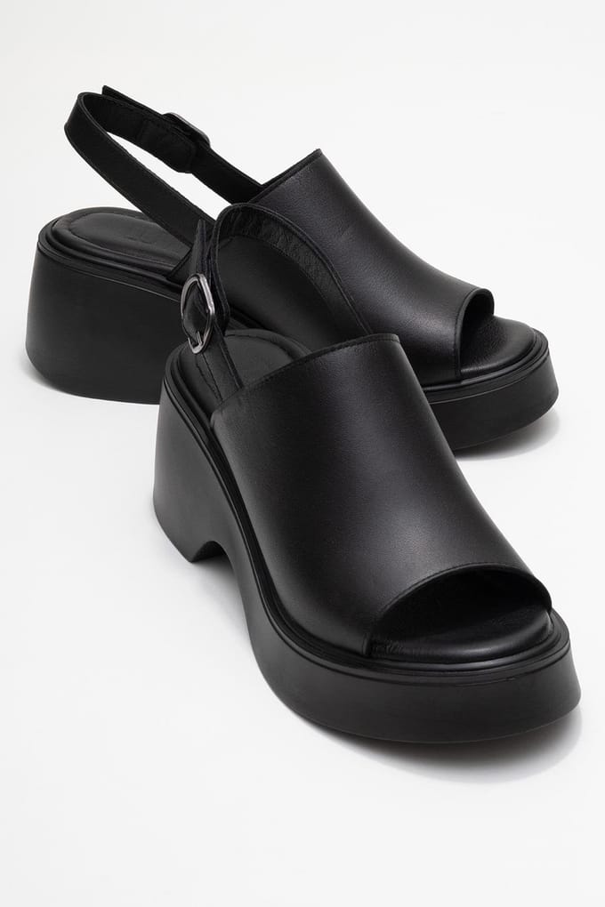 Power Leer Platform Sleehak Sandalen (Women)