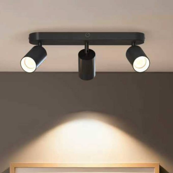 Calex Plafondlamp - 3-Lichts - Opbouwspot - Ovaal - Zwart - Goud