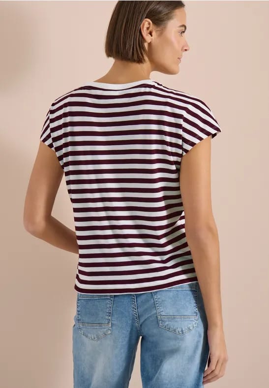 Shirt met boothals en strepen