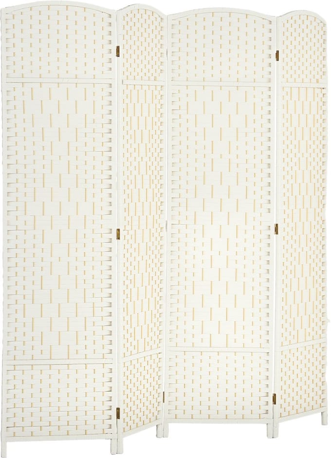 HOMCOM Kamerverdeler Polypropyleen, grenenhout 180L x 1,7B x 180H cm Wit