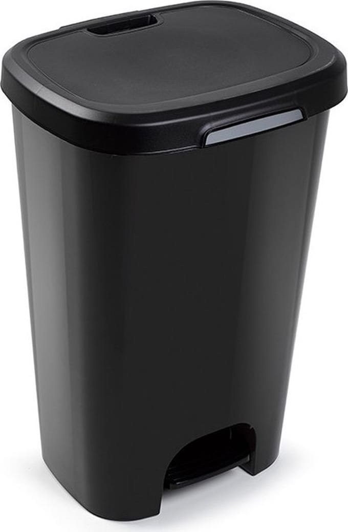 Plasticforte Pedaalemmer - zwart - 50L - prullenbak - 41 x 36 x 63,5 cm