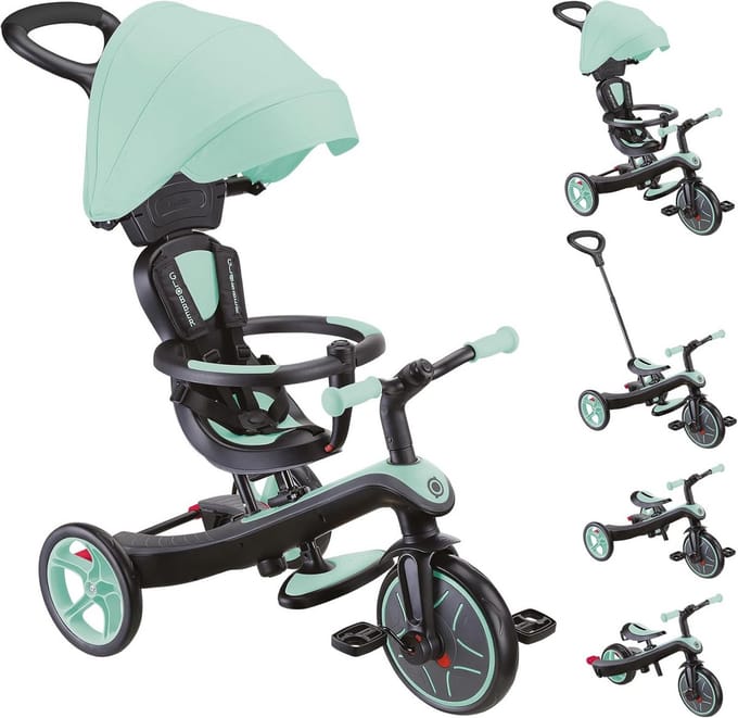 4-in-1 Driewieler en Loopfiets voor Peuters - Mintgroen