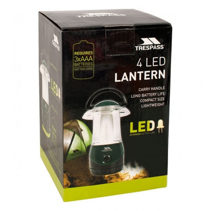 Trespass Embers 4 LED Batterij Lichtgewicht Lantaarn (Donkergroen)