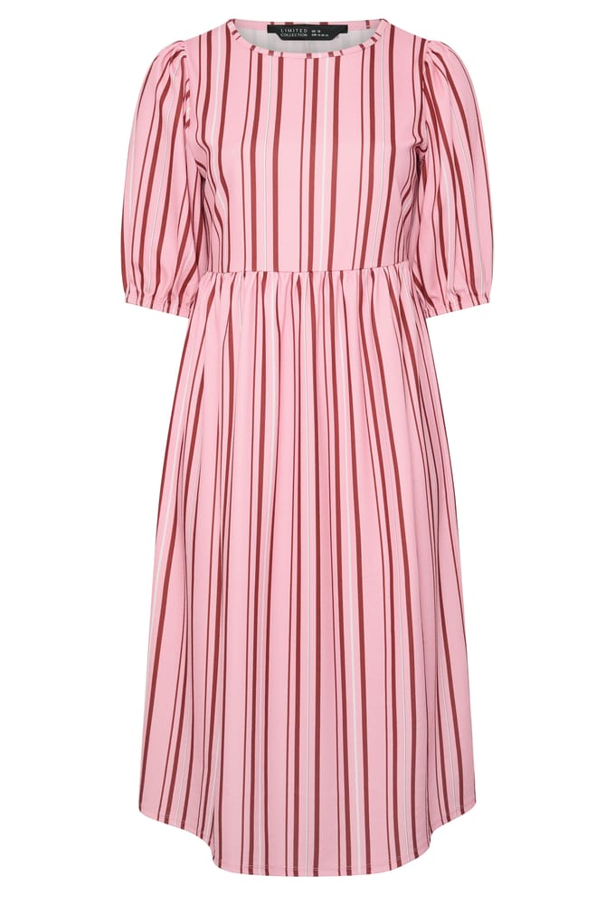 Limited Collection Roze Gestreepte Jurk Met Peplum Size 48