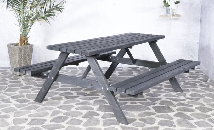 SenS-Line Julia picknicktafel / picknickbank - Grenenhout - Zwart