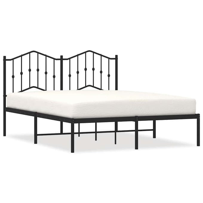 vidaXL - Bedframe - met - hoofdbord - metaal - zwart - 135x190 - cm