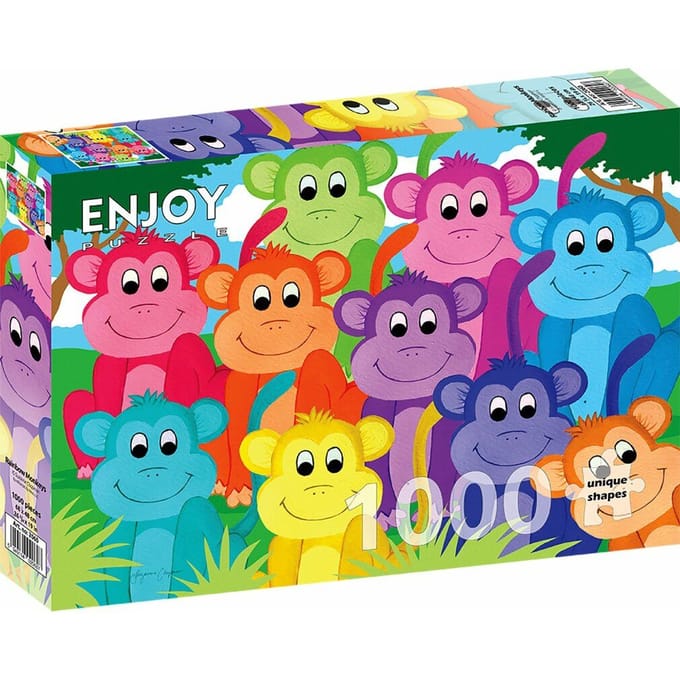 Merkloos Puzzel 1000 Stukjes - Kleurrijke Apen