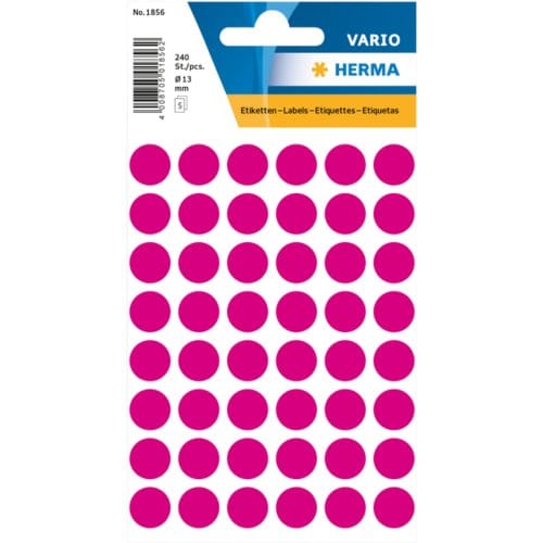 Etiket herma 1856 rond 13mm roze 240 etiketten