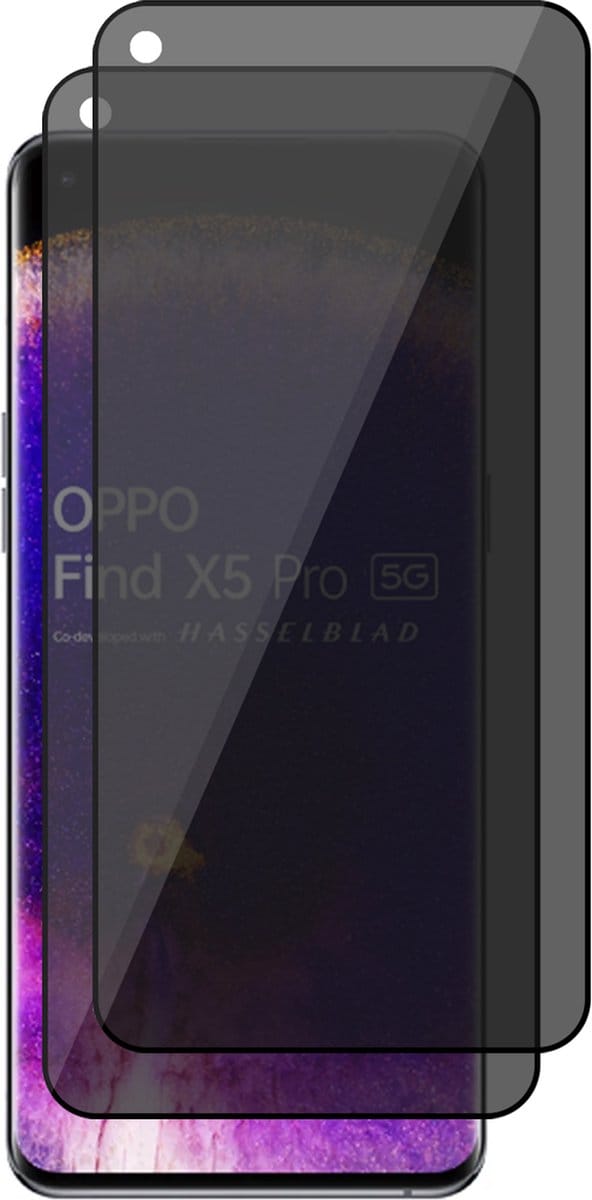 Privacy Screenprotector geschikt voor Oppo Find X5 Pro - 2x Volledig Dekkend Glas Screen Protector