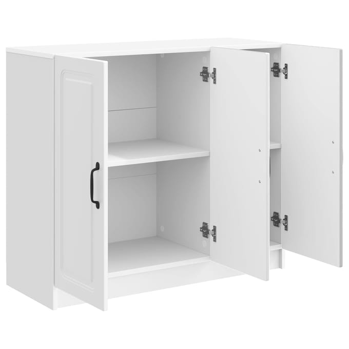 vidaXL - Dressoir - Hoogglans - Wit - 89 - x - 34,5 - x - 77 - cm - Bewerkt - hout