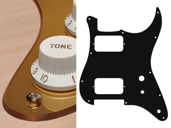 Boston ST-231-MG pickguard, Stallion, HH, 2 pot holes, toggle switch, 2 ply, mirror gold