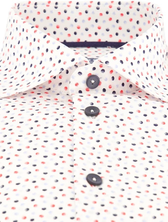 Modern fit easy iron Ledub overhemd katoen wit geprint