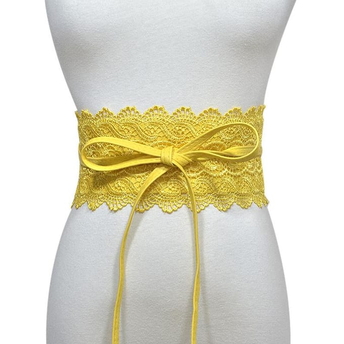 Dames kunstleer wikkel rond Obi-stijl tailleband riem kanten riem None legergroene kleur