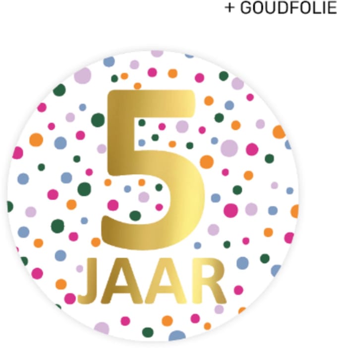 30x Sticker ' 5 jaar' Confetti Leeftijd
