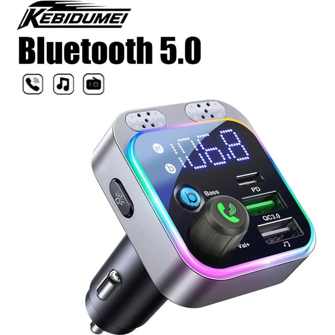 HM132 Bluetooth FM-zender voor FM/AUX autolader digitaal display adapter basgeluid MP3-speler auto-accessoires gray