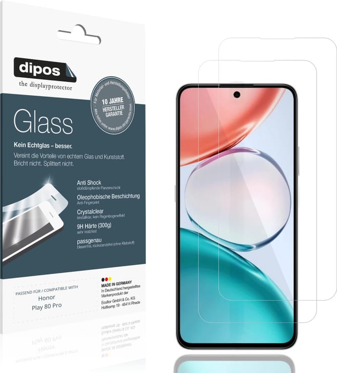 dipos – 2x Pantserfolie geschikt voor Honor Play 80 Pro | 9H Screenprotector