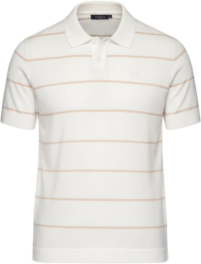 OMBRE Polo - Regular Fit - Viscose - Korte Mouw Wit / Beige M