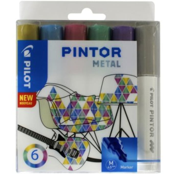 Farbstift Pilot Pintor Metallic Medium, sortiert, Etui mit 6 Stück