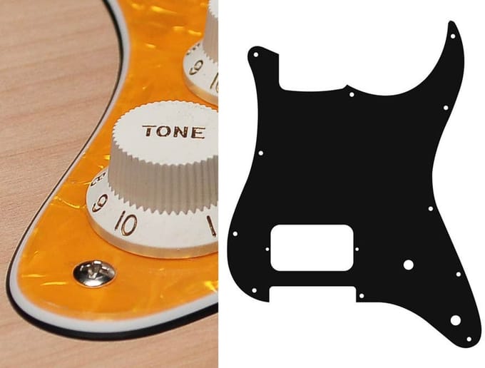 Boston ST-344-PY pickguard, Stallion, H, 2 pot holes, 3 ply, pearl yellow