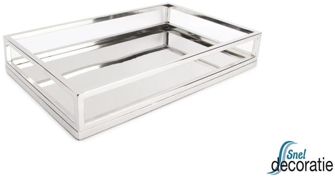 Spiegel dienblad met luxe uitstraling . Lengte 24.5 cm Hoogte 7 cm Breedte 39.5 cm