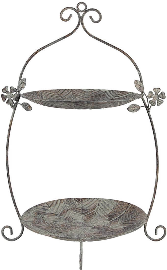 Clayre & Eef Etagère 2 laags 34x32x50 cm Groen Bruin Metaal