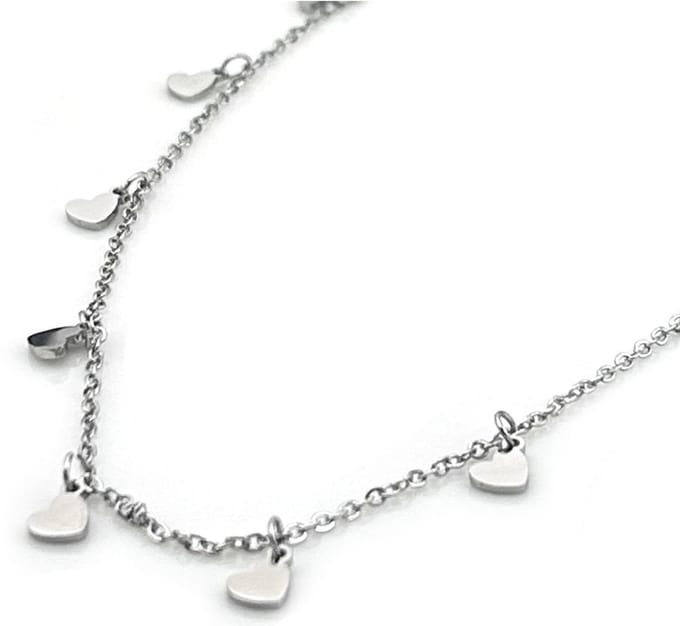 Ketting hartjes - RVS - 40-45 cm – valentijn – cadeau
