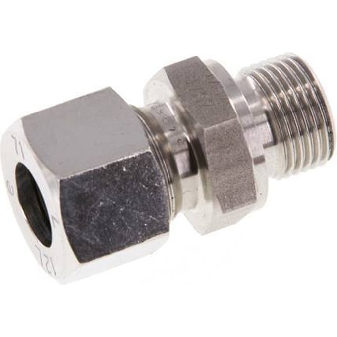 G 3/8'' Buitendraad x 12L RVS Rechte Snijring Koppeling 315 Bar DIN 2353