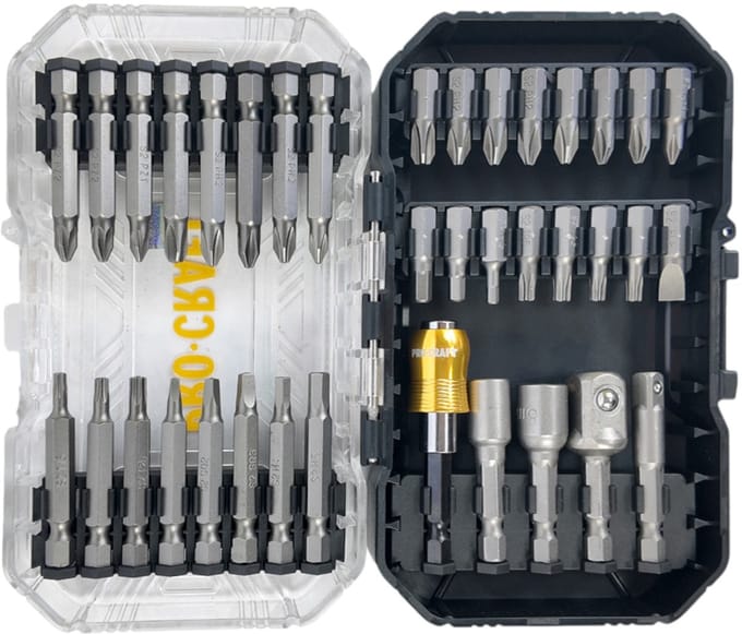 Procraft BS-37 bitset 37-delig S2 staal Phillips / Pozidriv / Torx / Hex / sleuf / vierkant