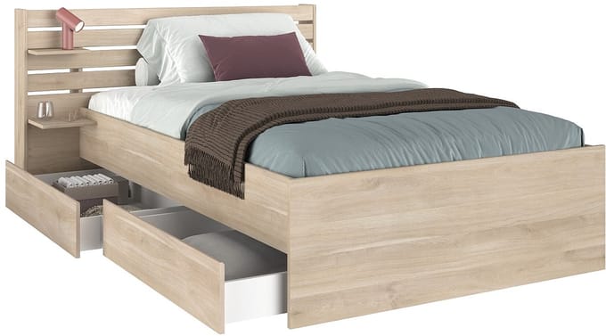 Vente-unique Bedframe hout natuurlijk licht 120 x 190 cm
