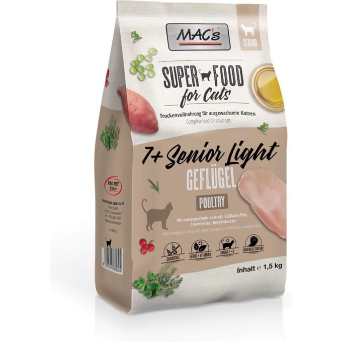 MAC's Cat 7+ Senior/Light kattenvoer - 1,5 kg