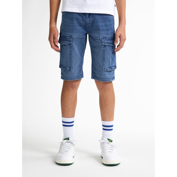 Petrol Industries - Jongens Torino Cargo Short Denim Aventura - Blauw